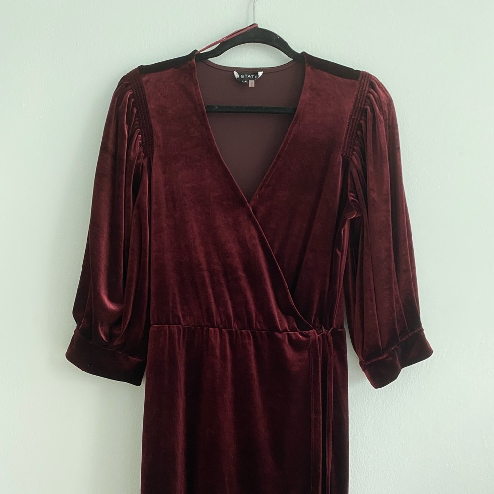 1.SLATE Velvet mini wrap dress